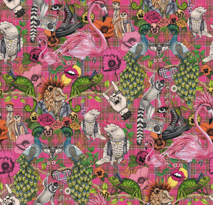 Merevale Folio Illustrative Wallpaper — Fuchsia