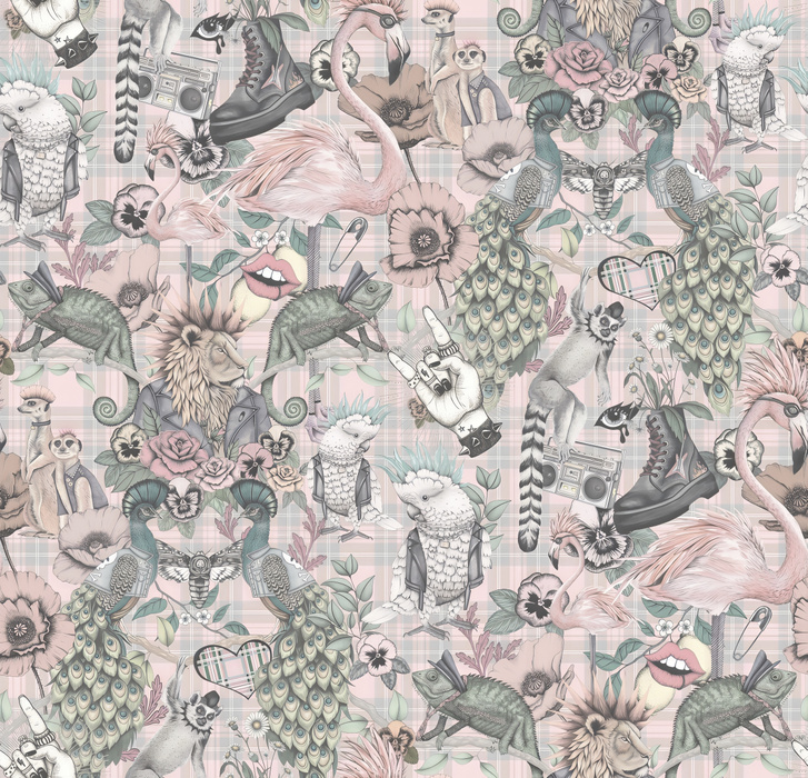 Merevale Folio Illustrative Wallpaper — Silver Gray