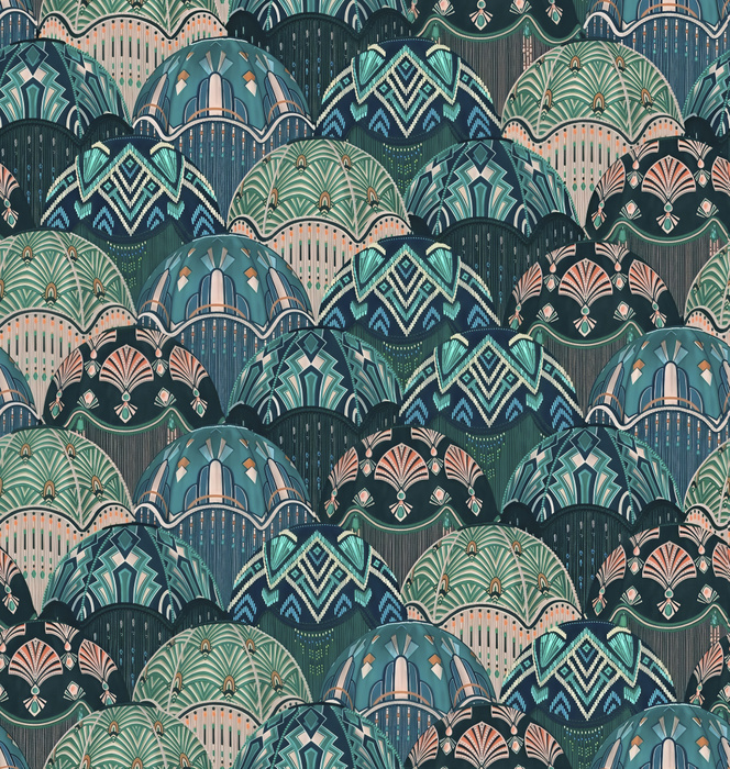 Merevale Chronicle Geometric Wallpaper — Peacock