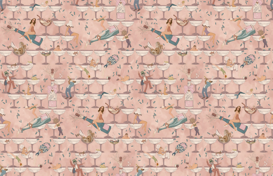Merevale Drift Kitchen Motif Wallpaper — Dusty Rose