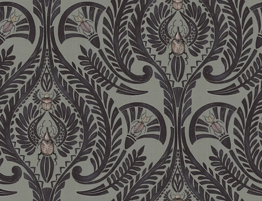 Merevale Verse Ornamental Wallpaper — Charcoal