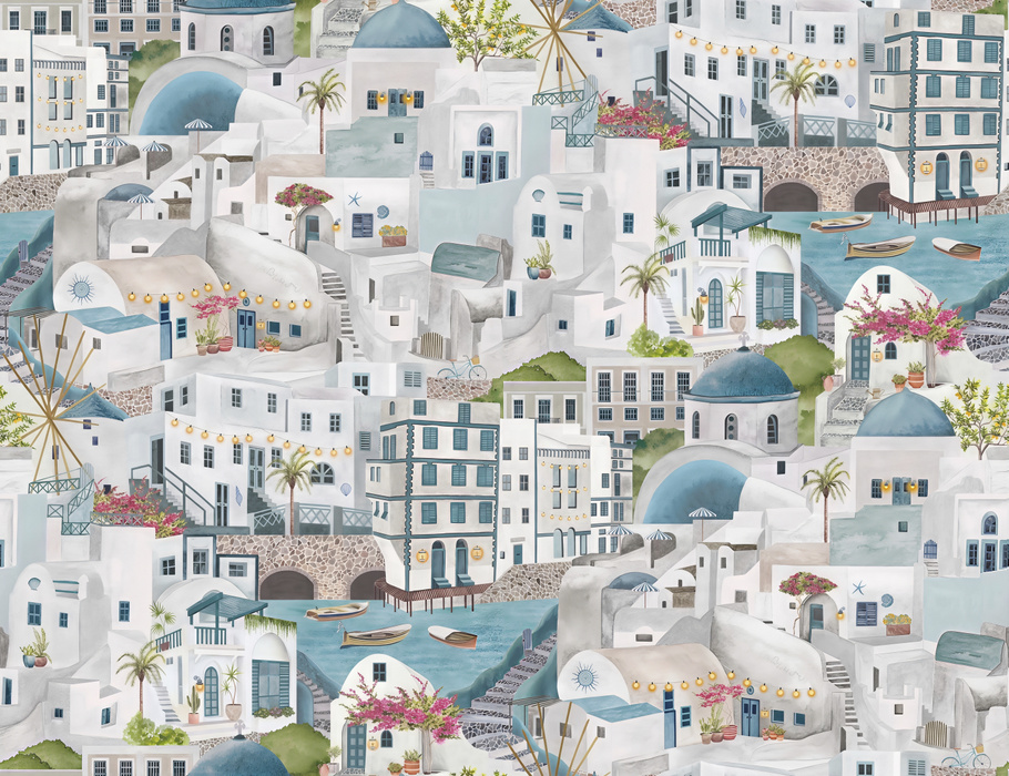 Norwyn Passage Mediterranean Wallpaper — Powder Blue