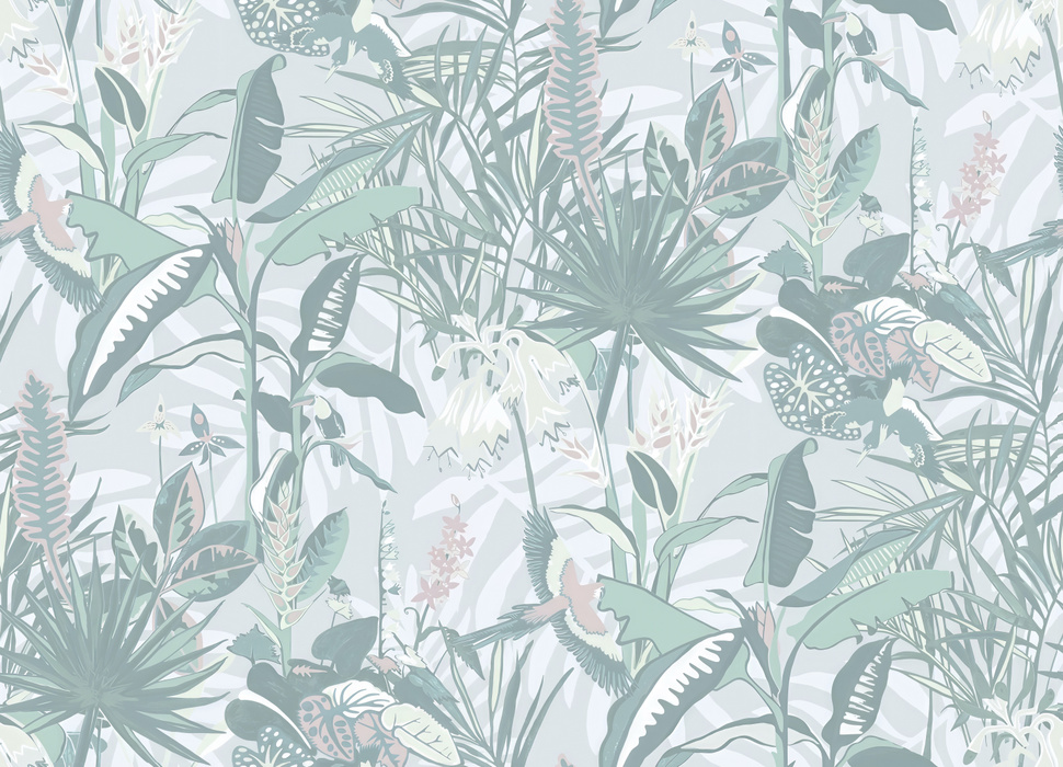 Norwyn Story Tropical Wallpaper — Mist Blue