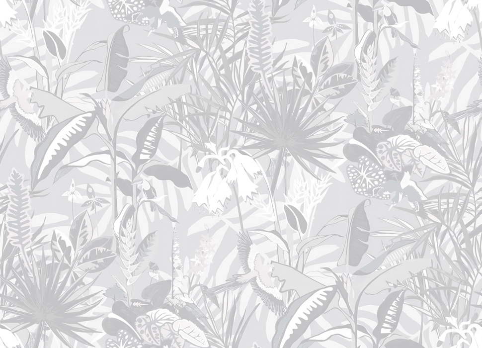 Norwyn Story Tropical Wallpaper — Silver Gray