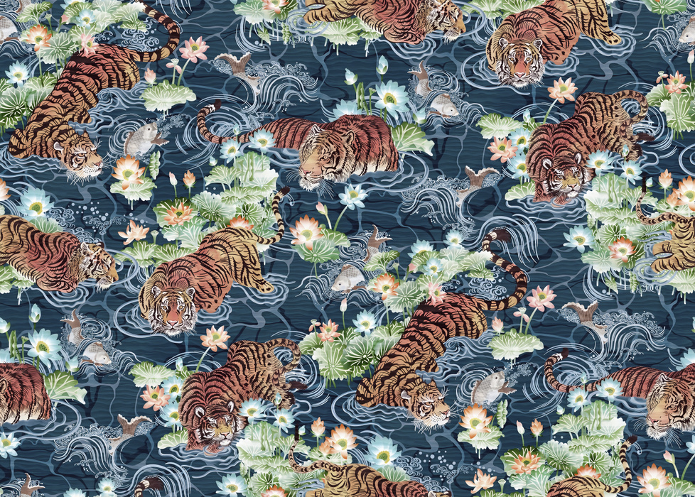 Norwyn Haven Floral Wallpaper — Navy