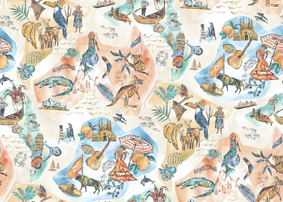 Norwyn Vista Cartographic Wallpaper — Pastel Ivory