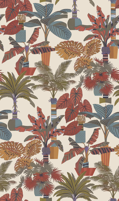 Norwyn Whim Tropical Wallpaper — Rust Red