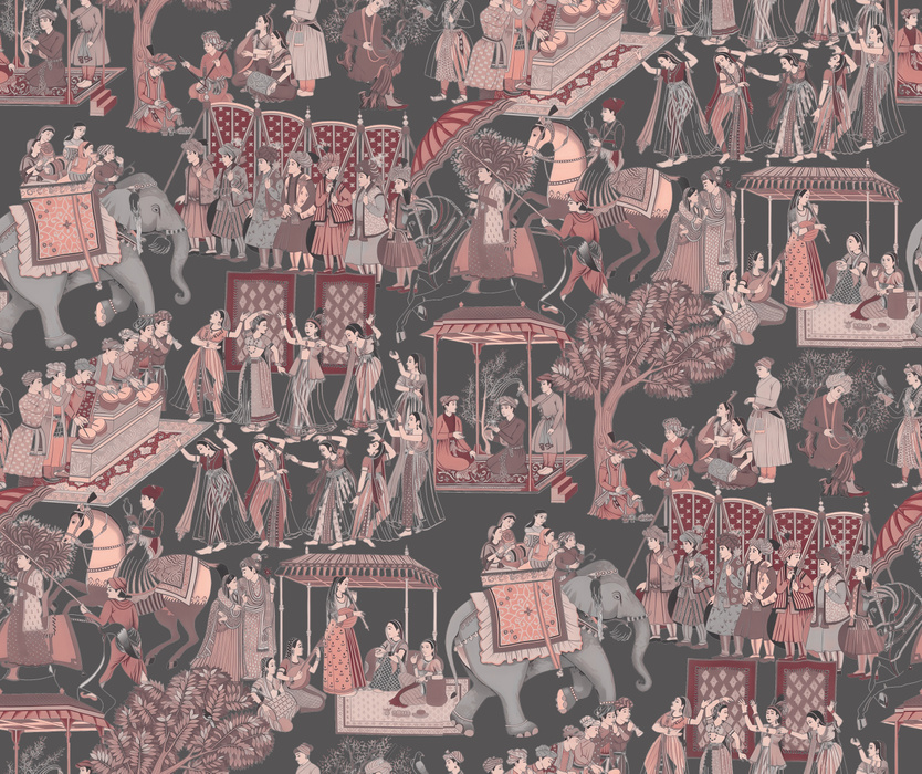 Norwyn Tapestry Woodland Wallpaper — Dusty Rose
