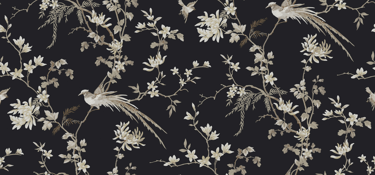 Norwyn Serenade Chinoiserie Wallpaper — Onyx