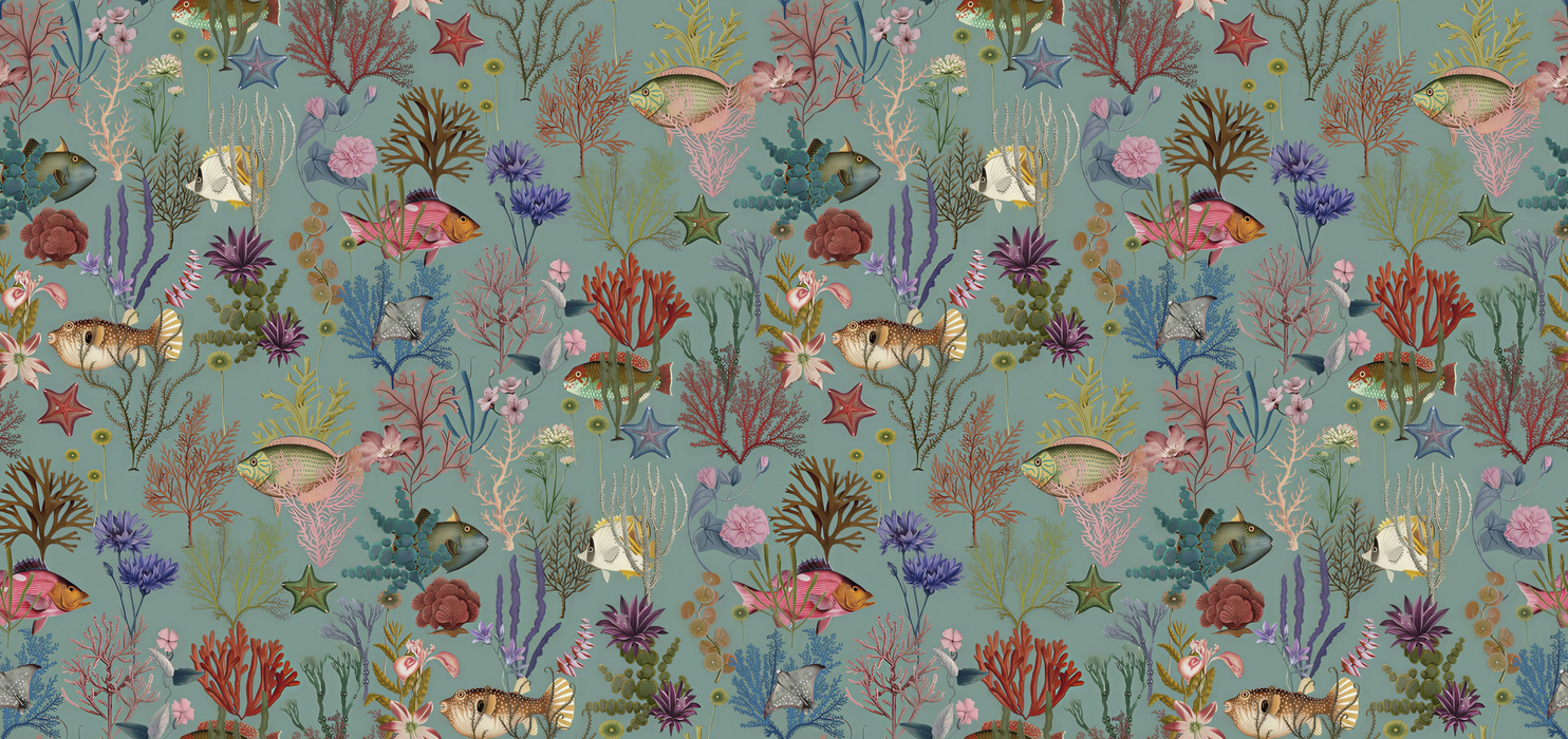 Norwyn Drift Floral Wallpaper — Vintage Teal