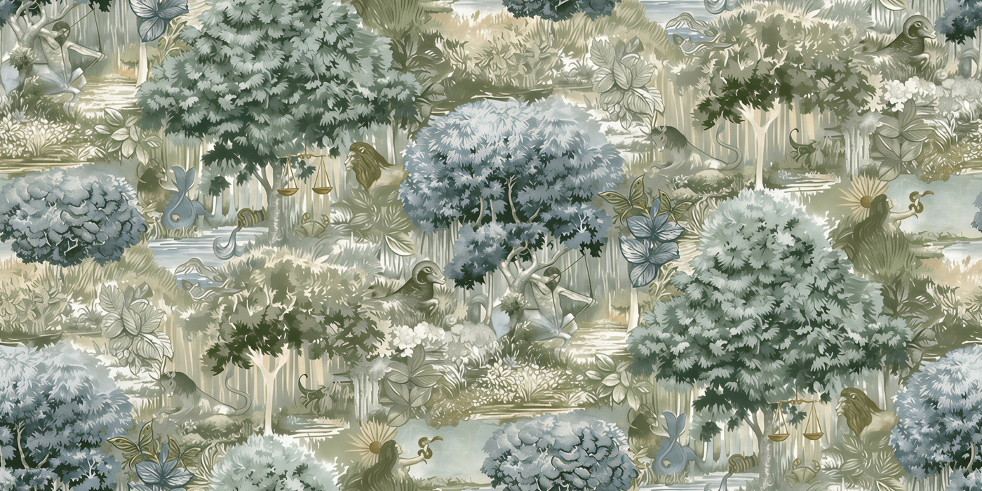 Orlena Keepsake Celestial Wallpaper — Mist Blue