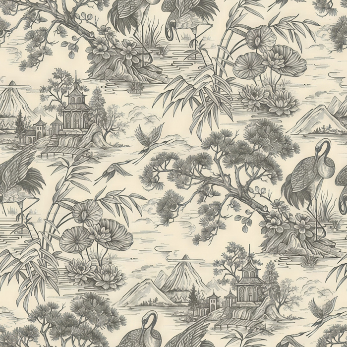 Orlena Tapestry Ornamental Wallpaper — Charcoal