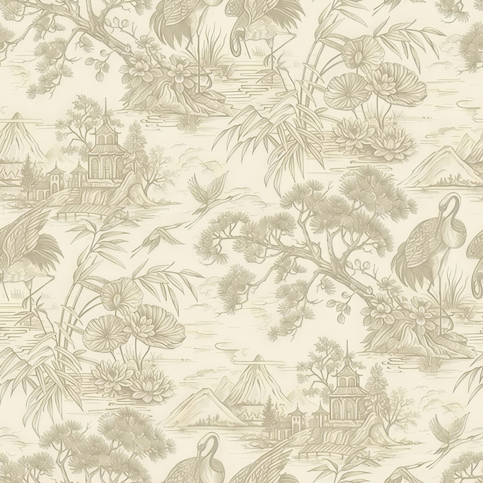 Orlena Tapestry Ornamental Wallpaper — Soft Linen
