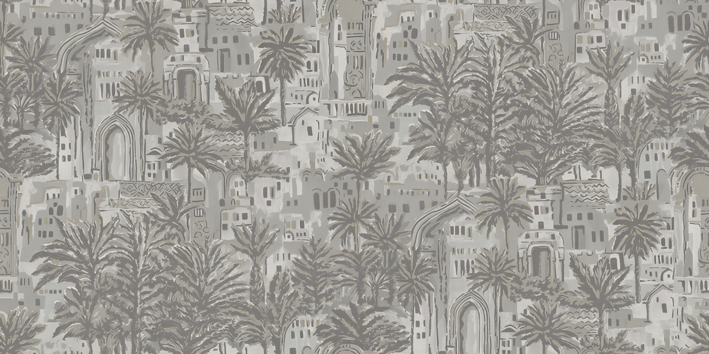 Orlena Chronicle Architectural Wallpaper — Silver Gray