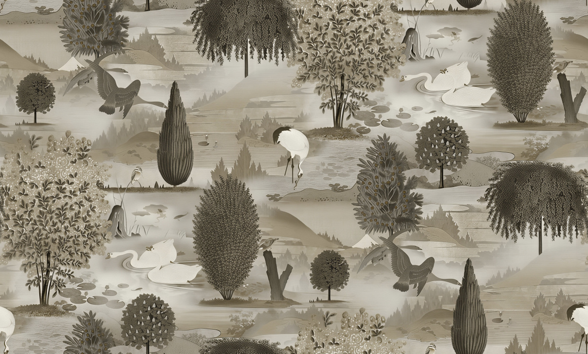Orlena Gleam Scenic Wallpaper — Sepia