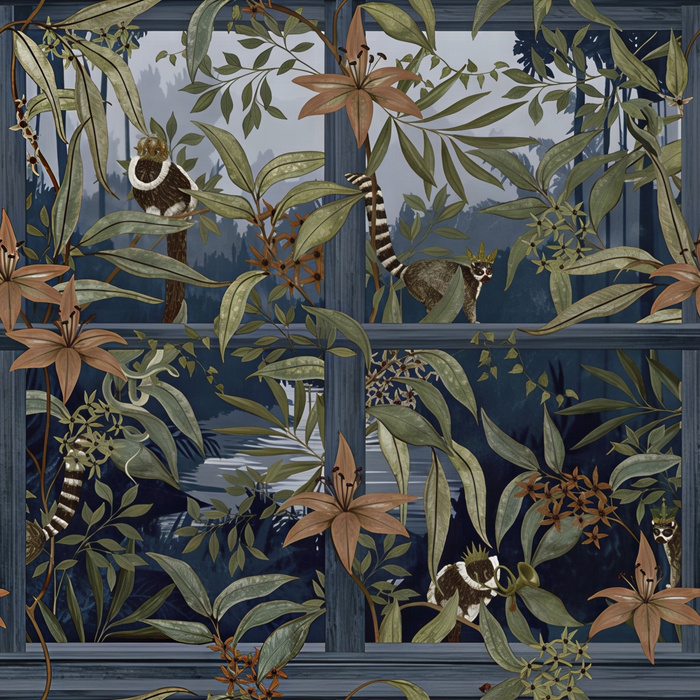 Orlena Enclave Tropical Wallpaper — Midnight Blue