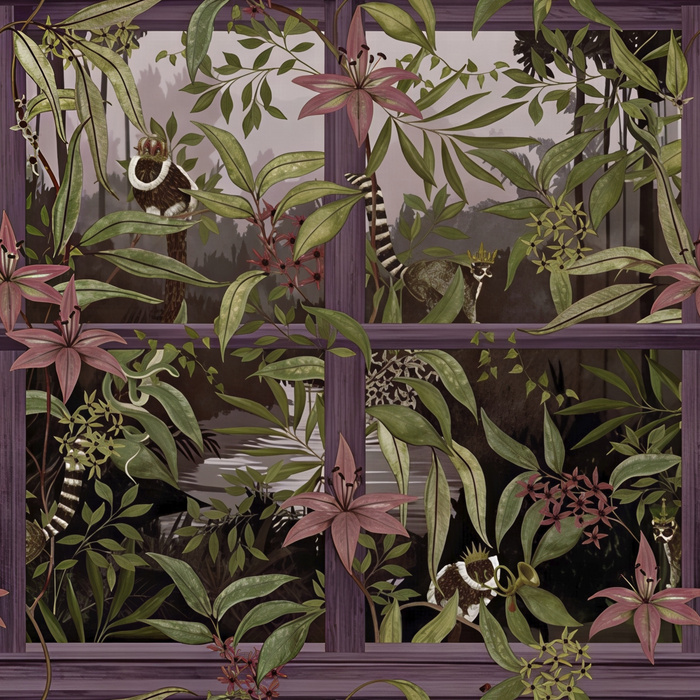 Orlena Enclave Tropical Wallpaper — Aubergine
