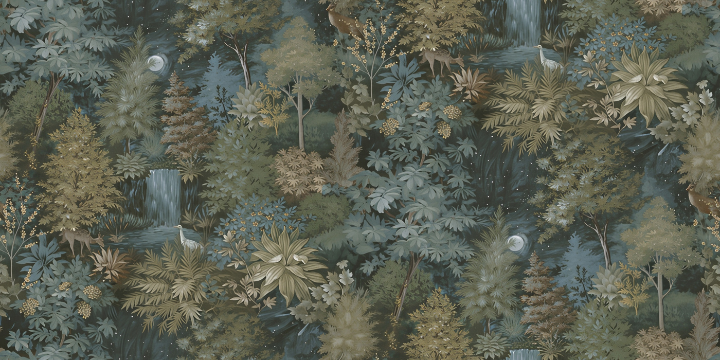 Orlena Tableau Tropical Wallpaper — Deep Teal