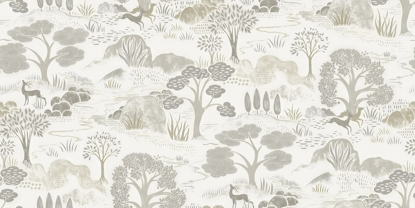 Peverly Cadence Scenic Wallpaper — Warm Gray
