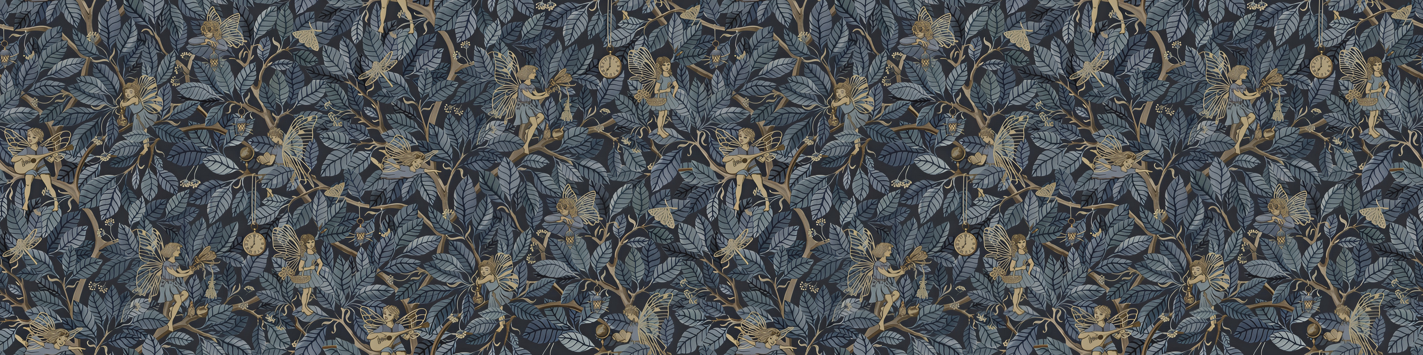 Peverly Story Botanical Wallpaper — Midnight Blue