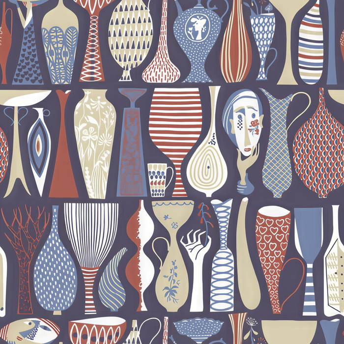 Peverly Haven Illustrative Wallpaper — Indigo