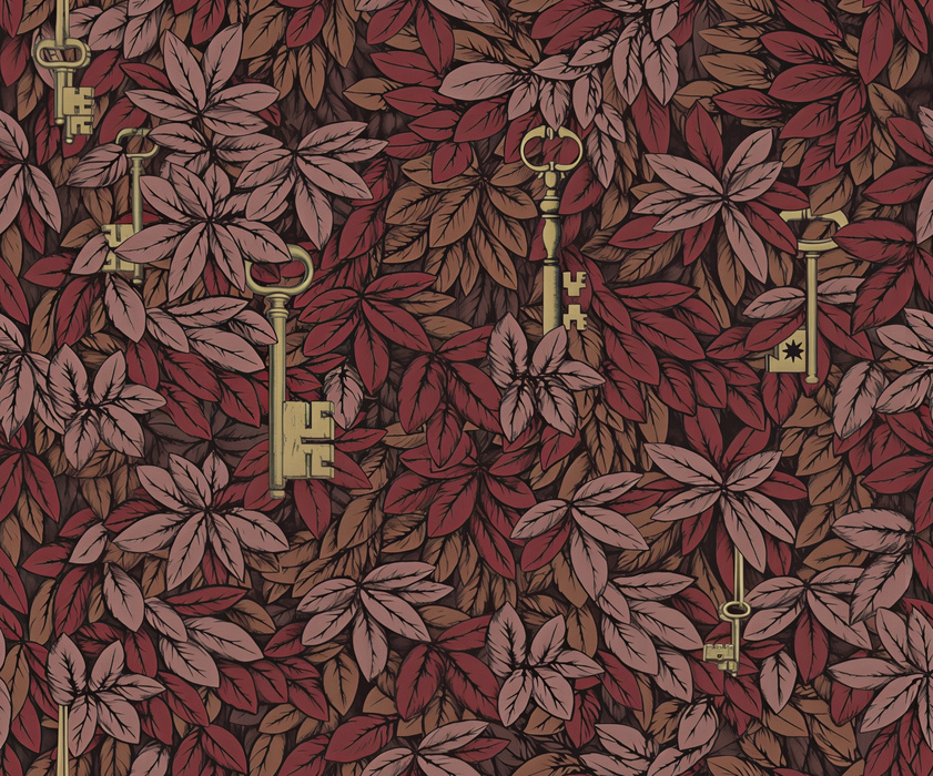 Peverly Serenade Botanical Wallpaper — Burgundy
