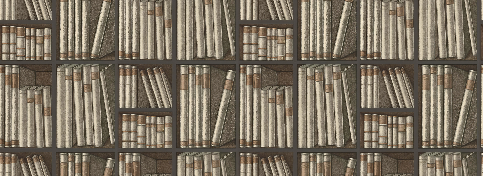 Peverly Atelier Bookshelf Wallpaper — Walnut