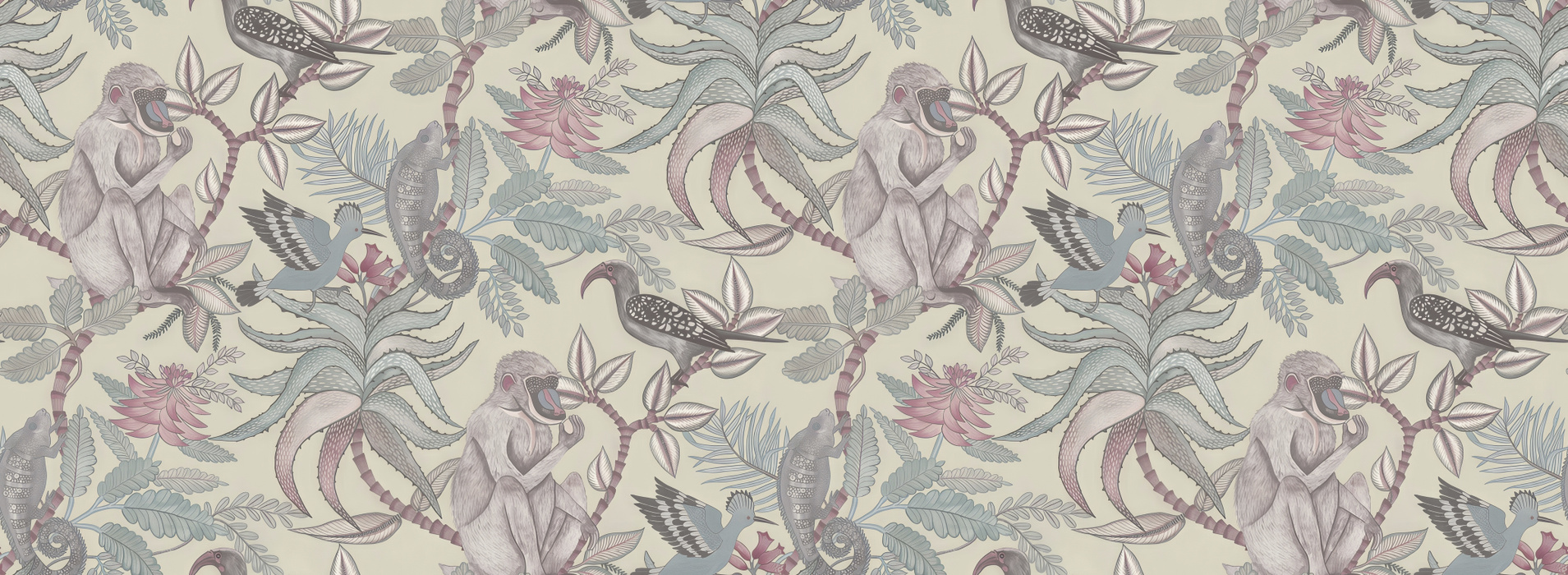 Peverly Muse Tropical Wallpaper — Silver Gray