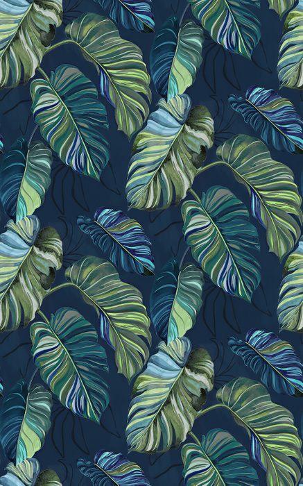 Quenora Haven Tropical Wallpaper — Midnight Blue