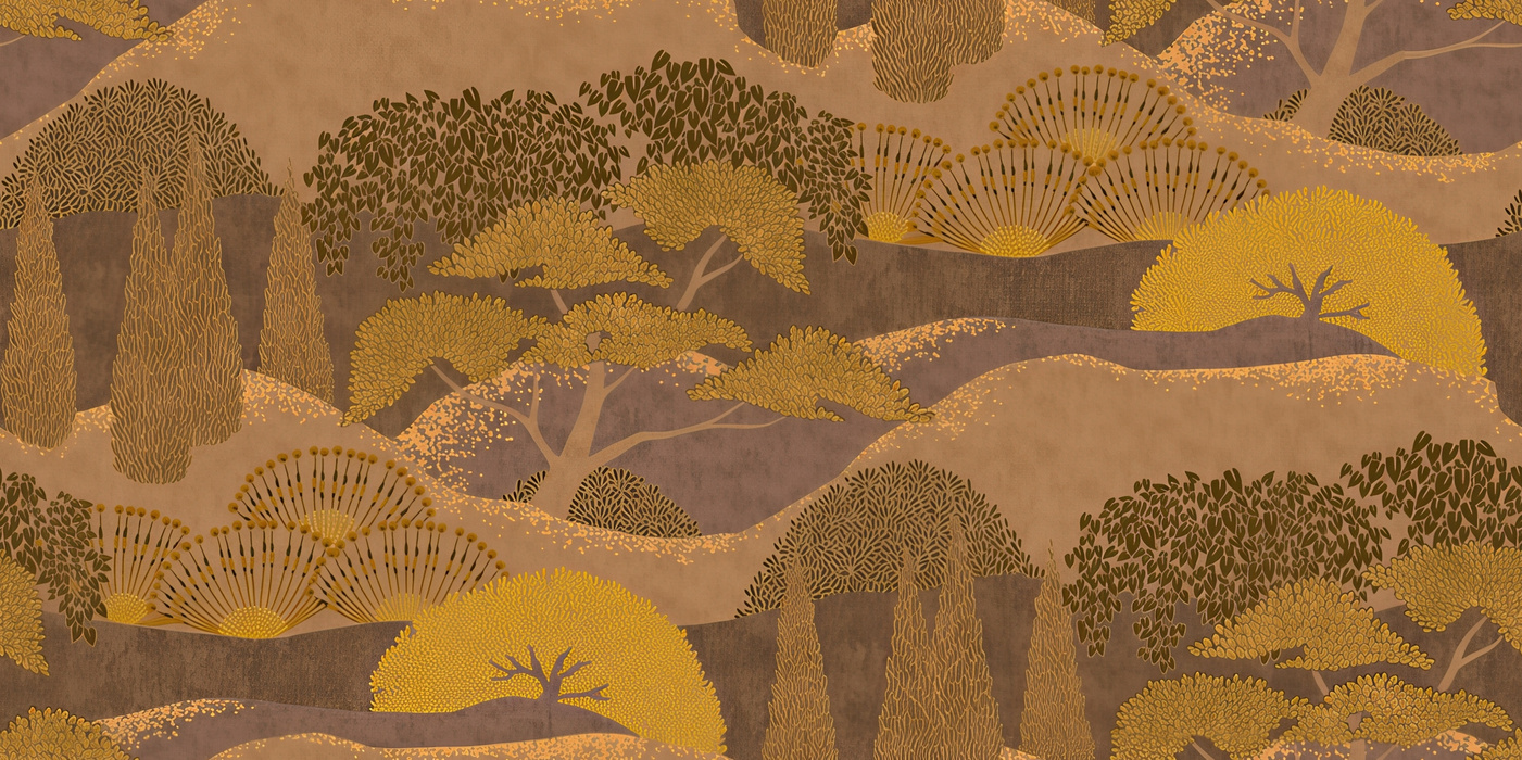Quenora Rhapsody Architectural Wallpaper — Mustard