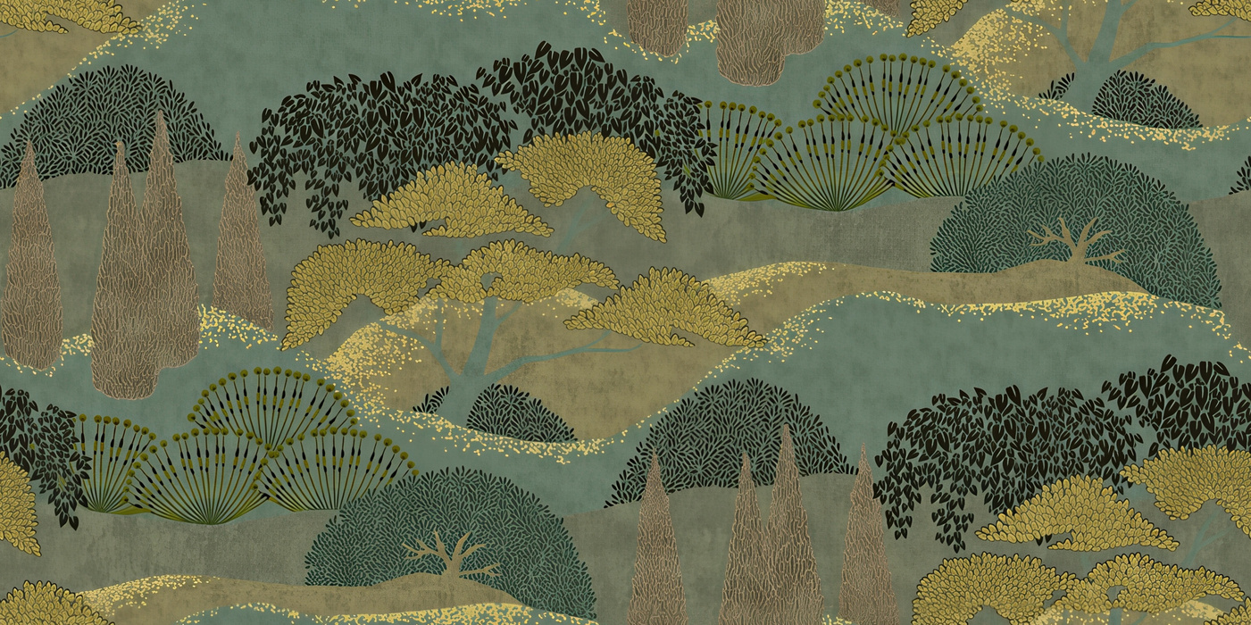 Quenora Rhapsody Architectural Wallpaper — Dusty Teal