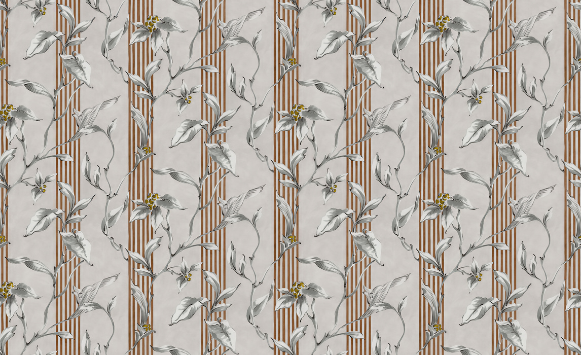 Quenora Gleam Botanical Wallpaper — Silver Gray