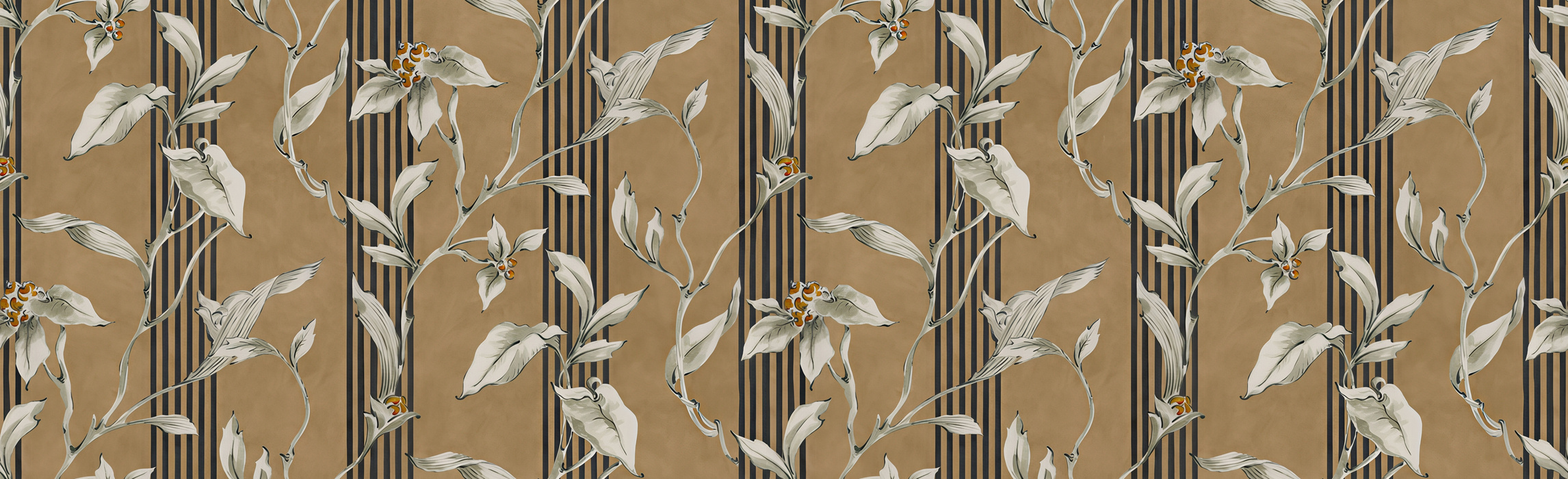 Quenora Gleam Botanical Wallpaper — Warm Taupe