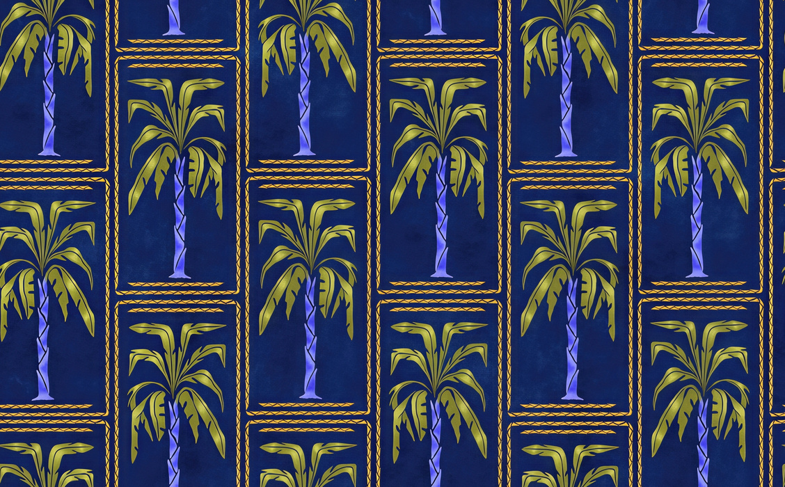 Quenora Enclave Tropical Wallpaper — Navy