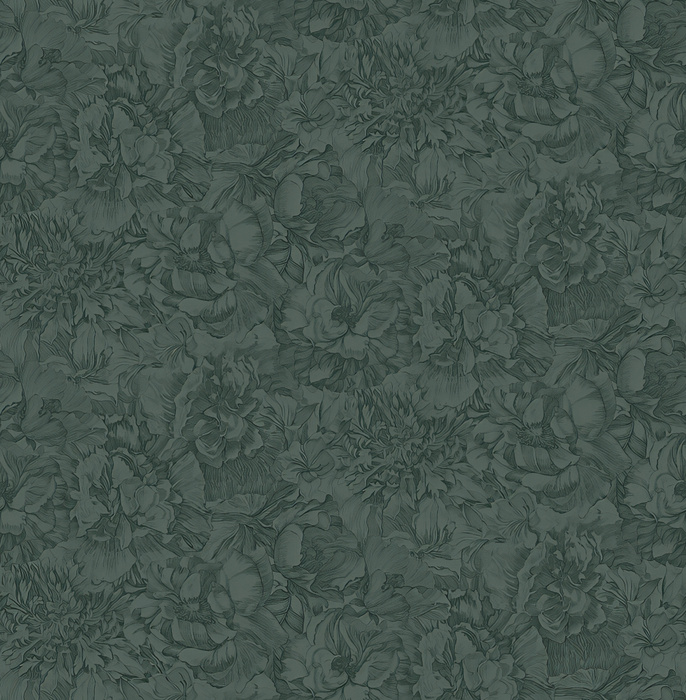 Quenora Drift Floral Wallpaper — Deep Teal