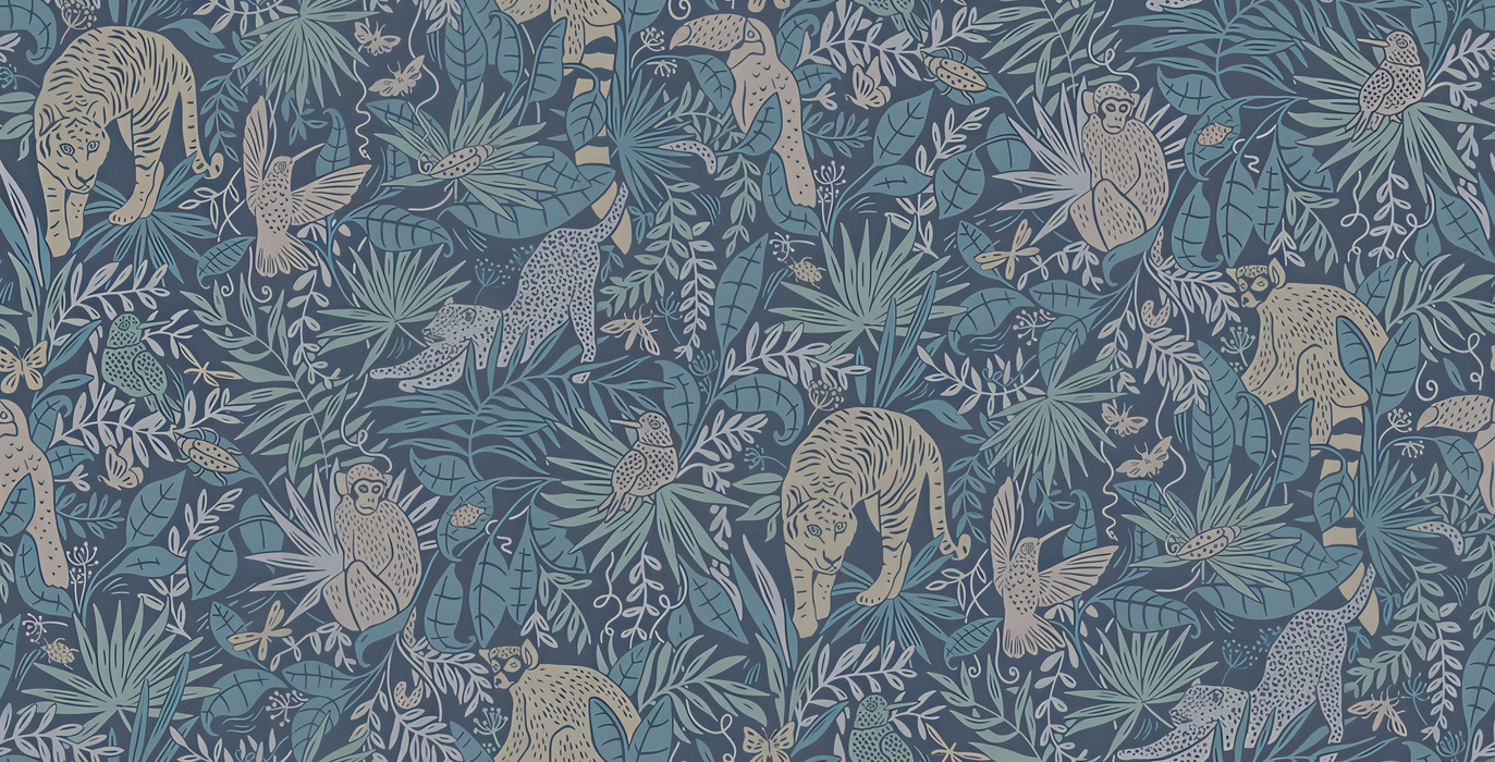 Quenora Verse Tropical Wallpaper — Slate Blue