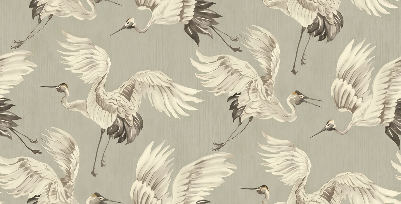 Roskell Vista Bird Wallpaper — Warm Gray