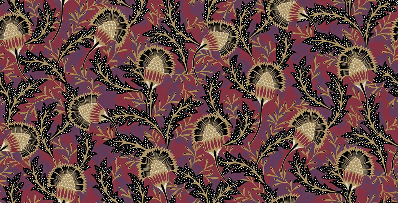 Roskell Keepsake Dark Floral Wallpaper — Burgundy