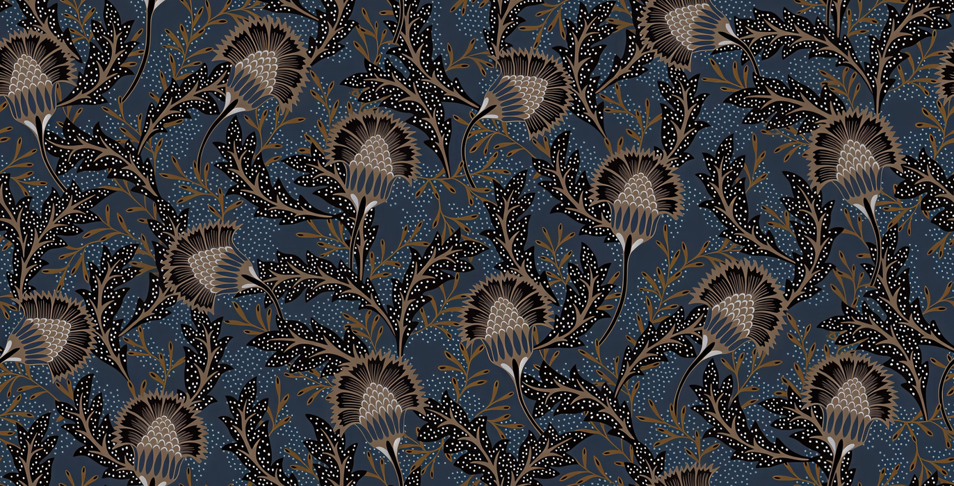 Roskell Keepsake Dark Floral Wallpaper — Midnight Blue