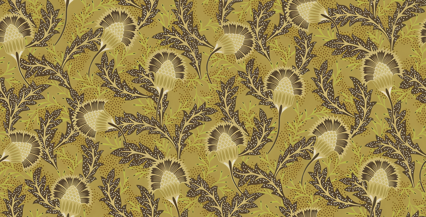 Roskell Keepsake Dark Floral Wallpaper — Olive Gold