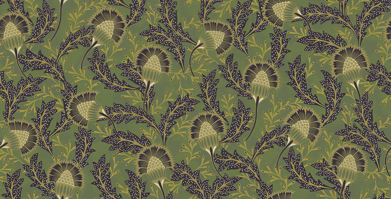 Roskell Keepsake Dark Floral Wallpaper — Olive