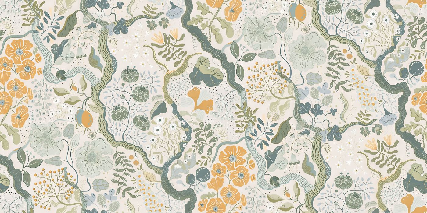 Roskell Echo Floral Wallpaper — Powder Blue