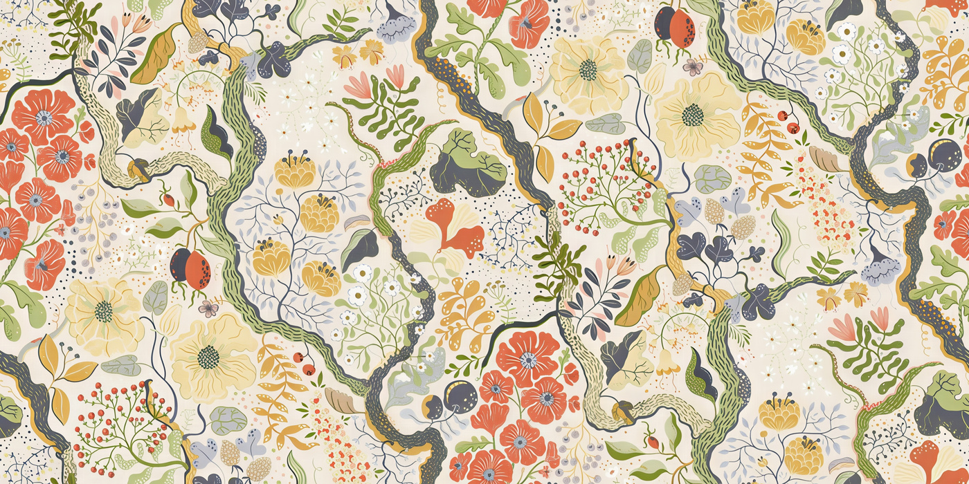 Roskell Echo Floral Wallpaper — Coral Ivory