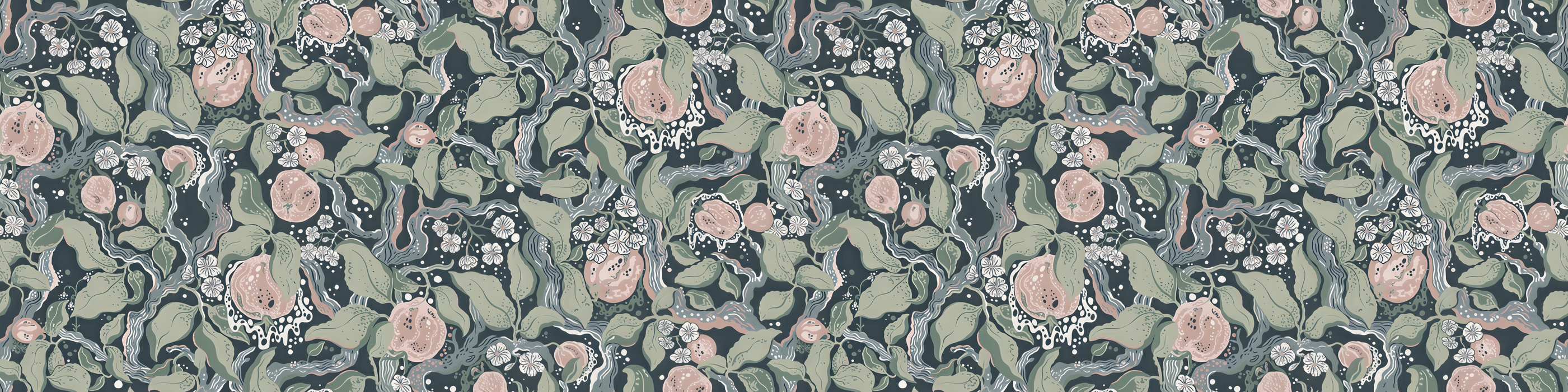 Roskell Gleam Floral Wallpaper — Dusty Teal