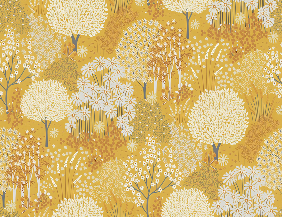 Solenne Gleam Woodland Wallpaper — Golden Yellow