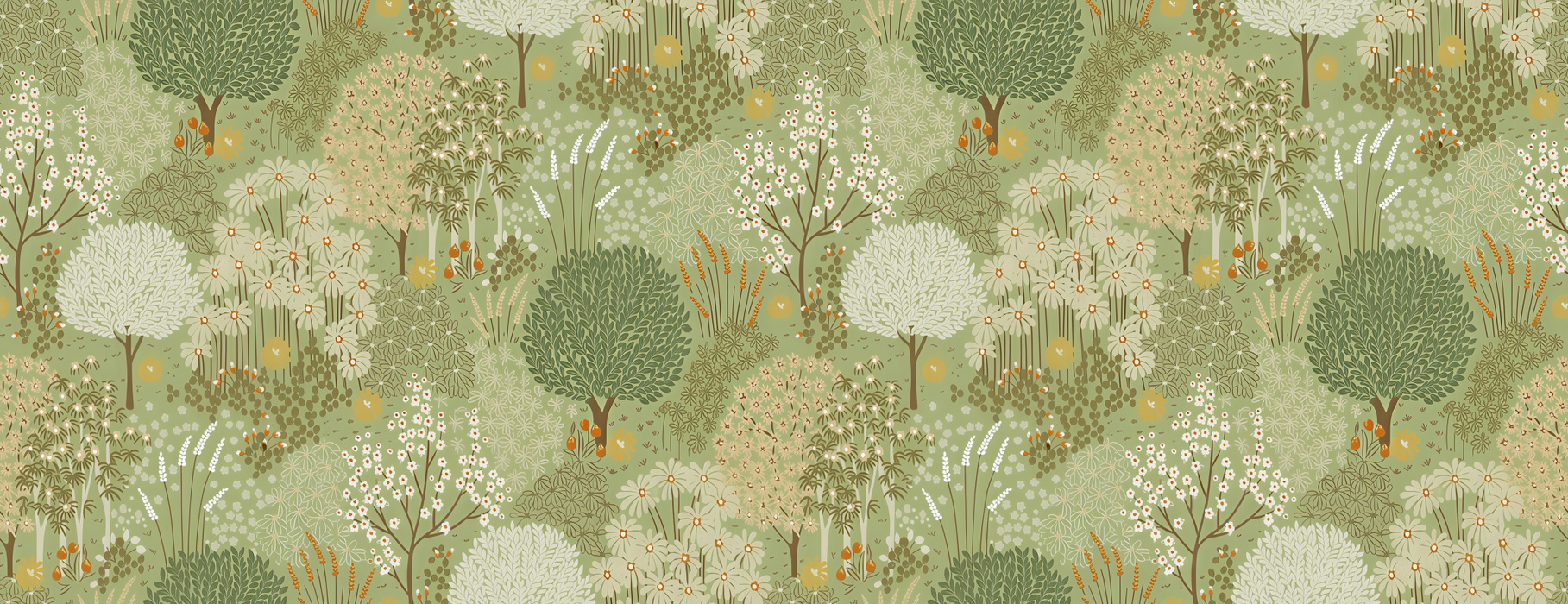 Solenne Gleam Woodland Wallpaper — Sage