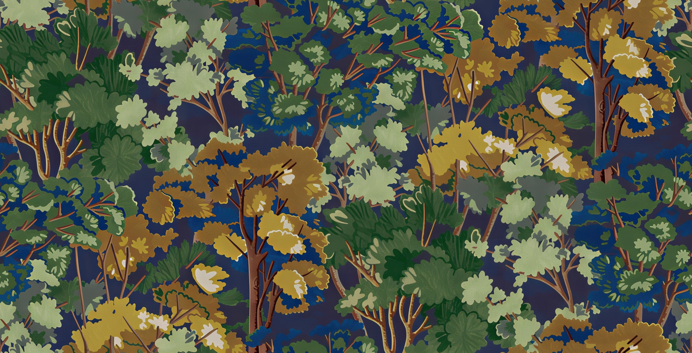 Solenne Prelude Woodland Wallpaper — Midnight Blue