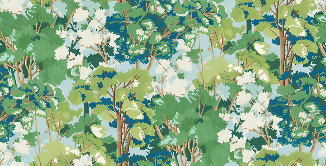 Solenne Prelude Woodland Wallpaper — Aqua
