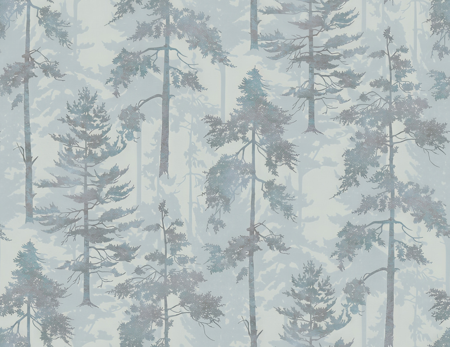 Solenne Tableau Woodland Wallpaper — Mist Blue