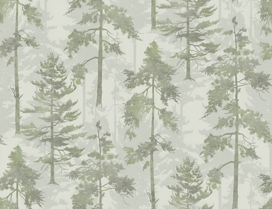 Solenne Tableau Woodland Wallpaper — Soft Sage